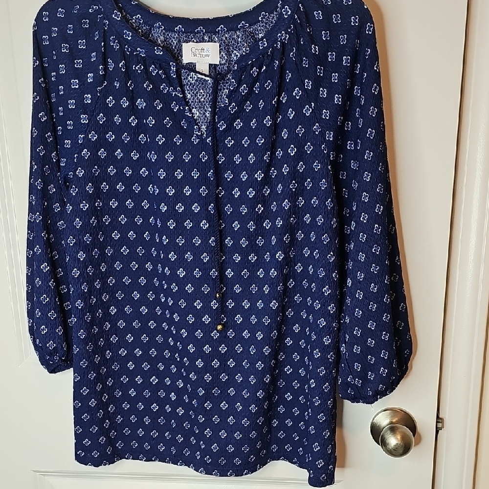 Croft & Barrow‎ Blue Patterned Blouse